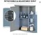 Storage Organizer with Mirror Door, Adjustable Shelves & 6 Open Racks, Space-Saving Hanging Medicine Cabinet for Living Room Kitchen Entryway (Gray)